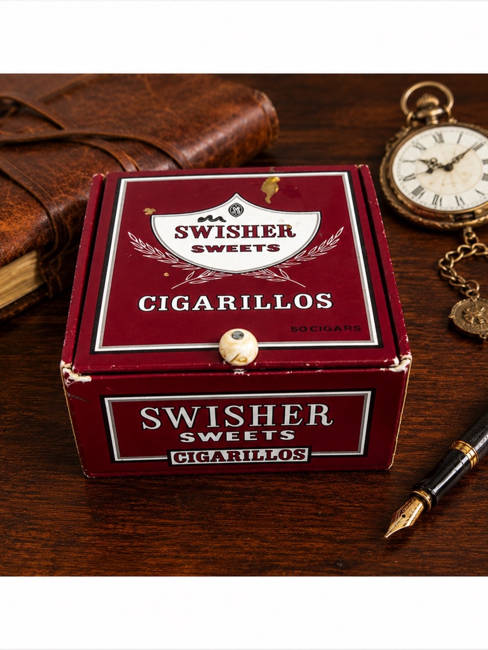 Vintage Swisher Sweets Cigarillos Wooden Box 50 Cigar Holder Display Case